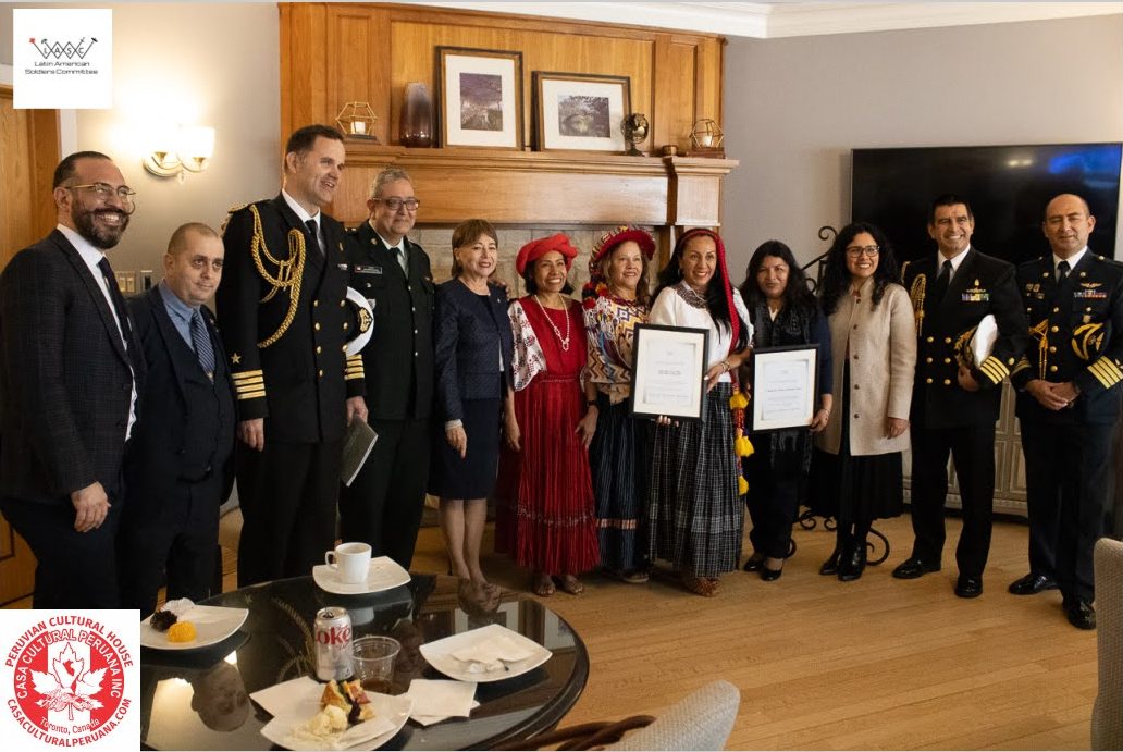 rom left to right: Giuseppe Marconi (LASC member), Christophe Baldacchino (CAF DFL Protocol), Capt (N) Bernhard Arentsen (Chilean Military Attache), Capt Rey Garcia-Salas (CAF and LASC member), Hon Ambassador of Guatemala Guisela Atalida Godinez Sazo, Lesly Medina (Centre Culturel Jaguar Ix Balam member), Rossana Mayary Bocanegra( Centre Culturel Jaguar Ix Balam member), Sofia Espaderos Vasquez (Centre Culturel Ix Balam member), Betsy Monterosa ( President of Casa Cultural Peruana), Catherine Gamarro (Head 