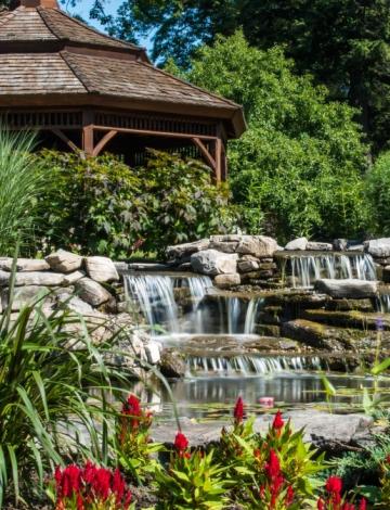 Gazebo and waterfall