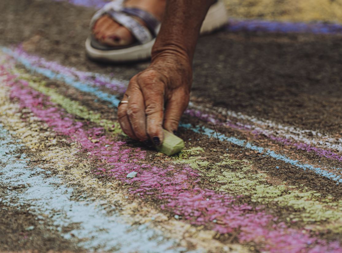 chalk art hand